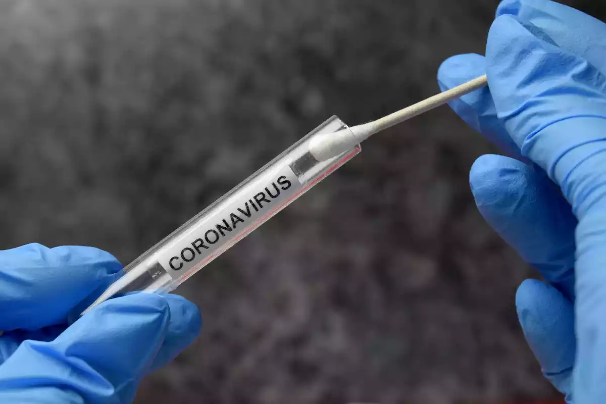 Someone putting a covid test sample in a tube