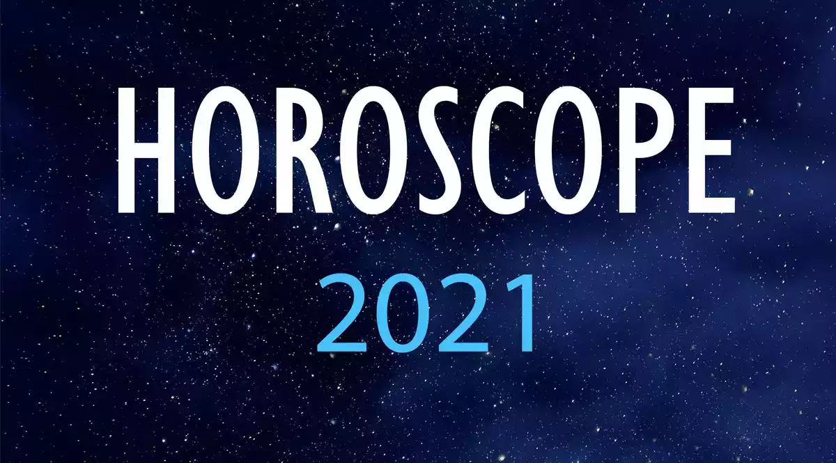 Horoscope 2021 on a sky background