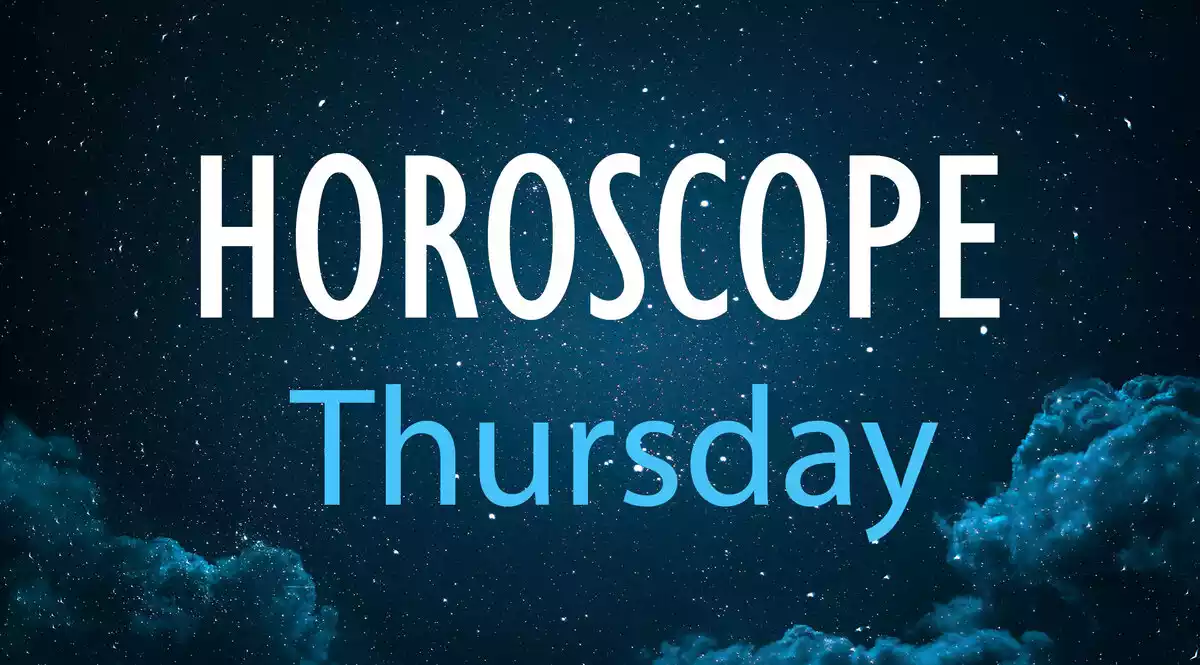 Horoscope Thursday on a background with clouds
