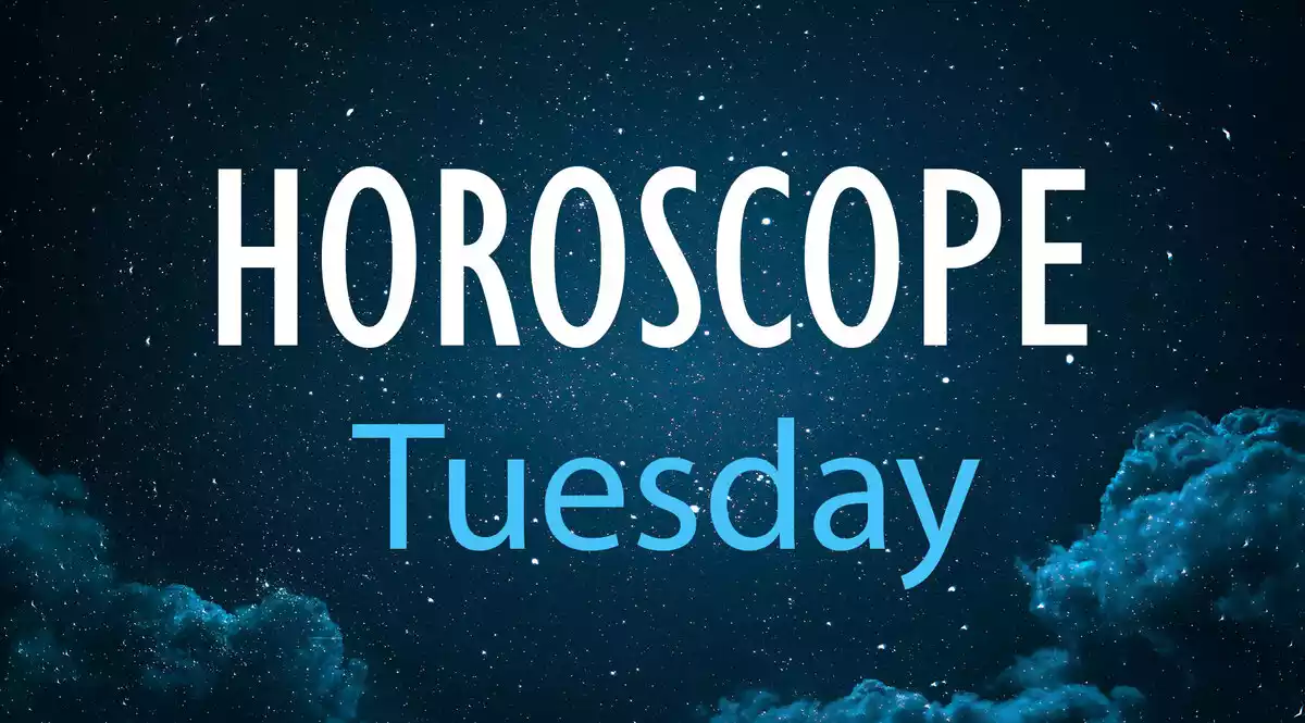 Horoscope Tuesday on a background with clouds