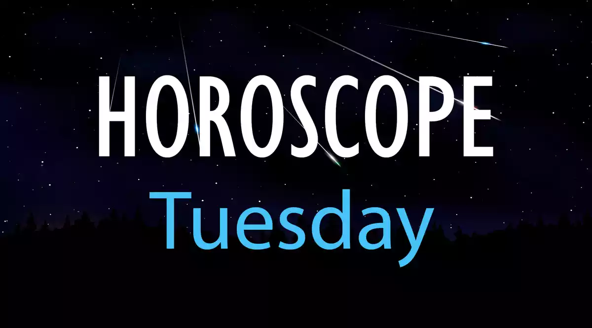 Horoscope Tuesday on a sky background with shooting stars