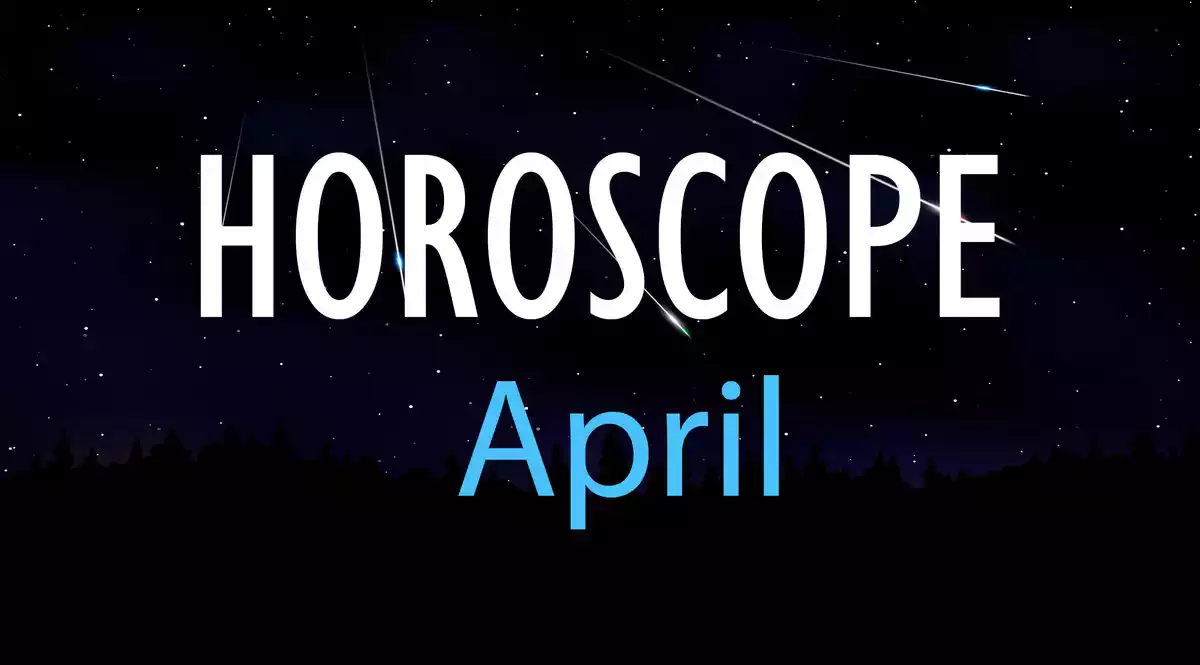 Horoscope April on a sky background with shooting stars