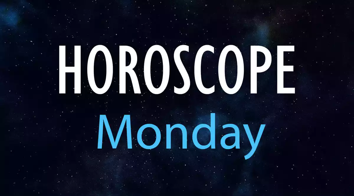 Horoscope Monday on a black sky background
