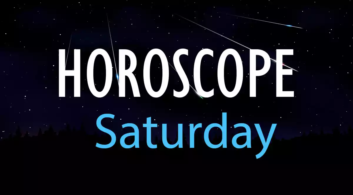 Horoscope Saturday on a sky background with shooting stars