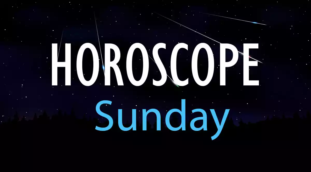 Horoscope Sunday on a sky background with shooting stars