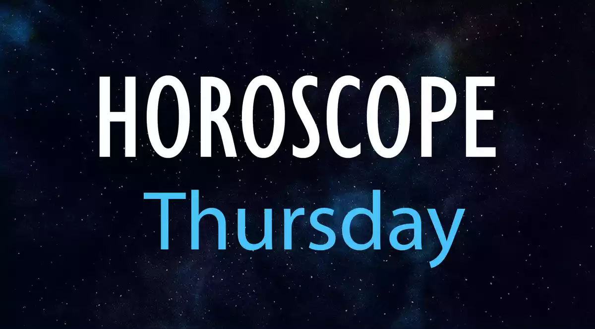 Horoscope Thursday on a dark sky background