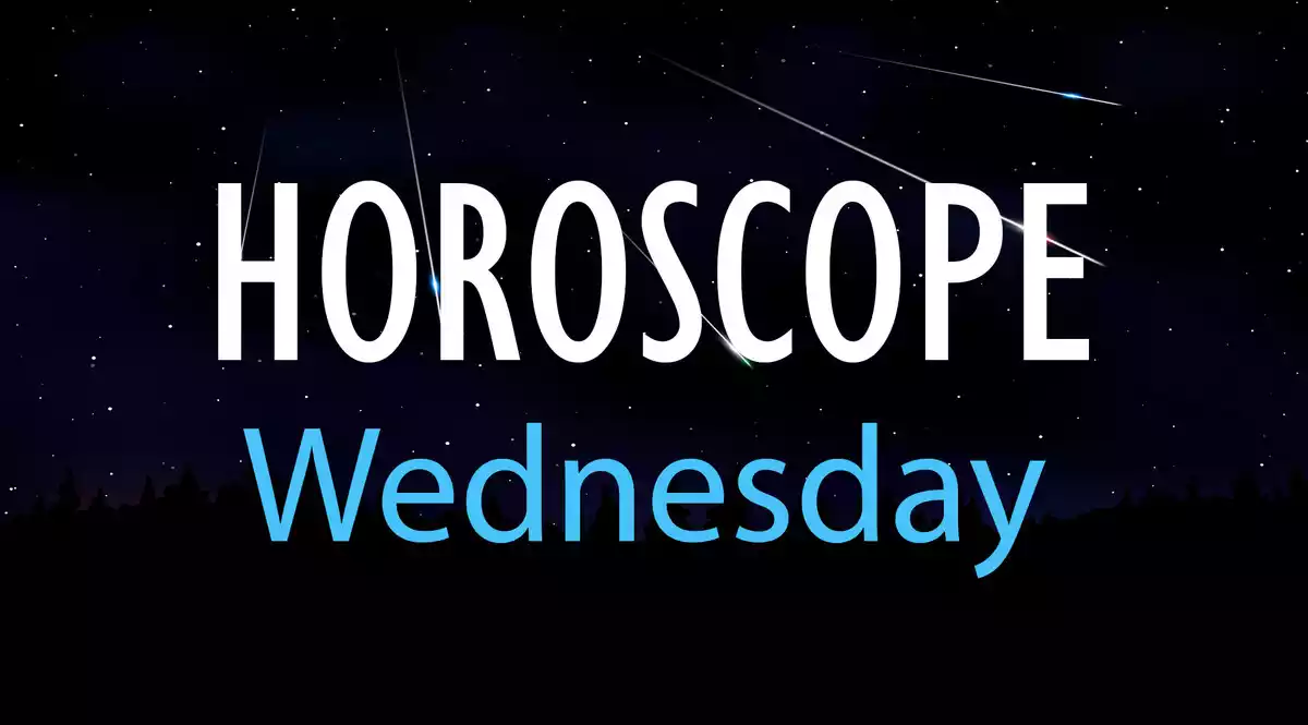Horoscope Wednesday on a sky background with shooting stars
