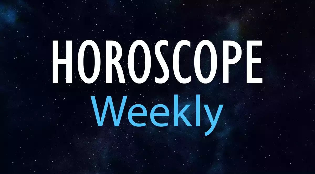 Horoscope Weekly on a dark sky background
