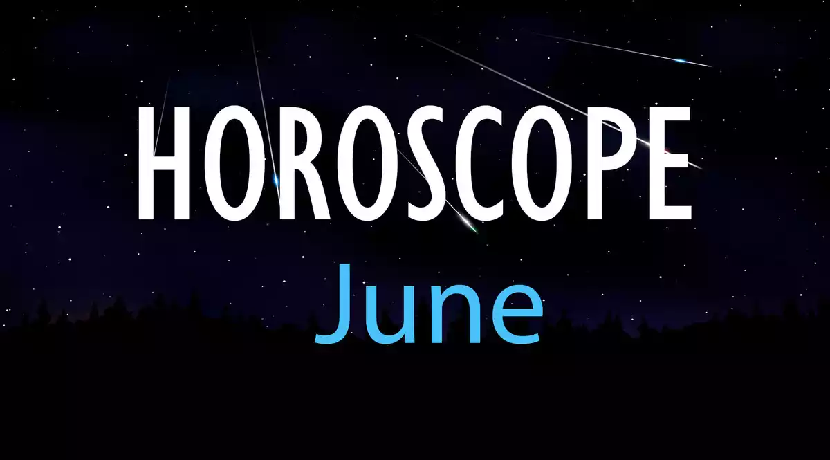 Horoscope June on a sky background with shooting stars