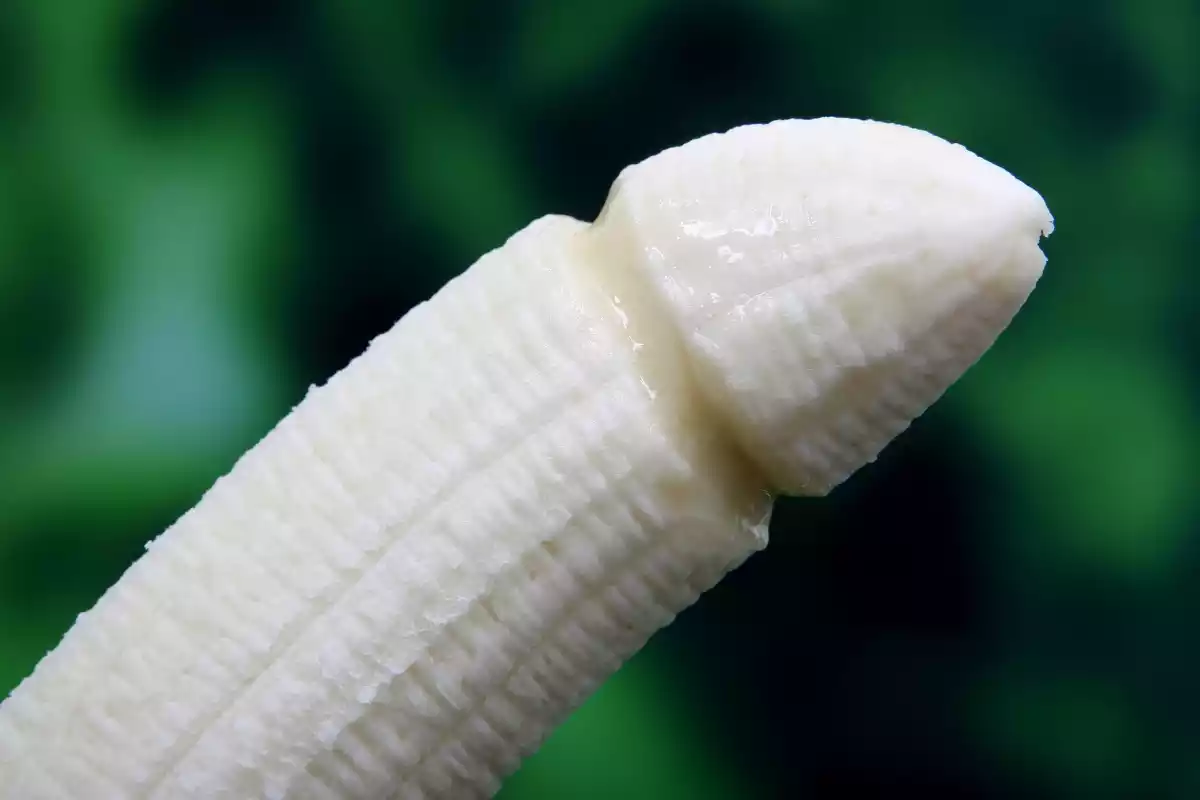 Un plátano de Canarias con forma de pene en medio de la naturaleza